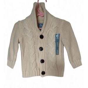 Baby Gap Factory Gender Neutral 6-12 Cardigan Sweater Cable Vanilla Bean NWT